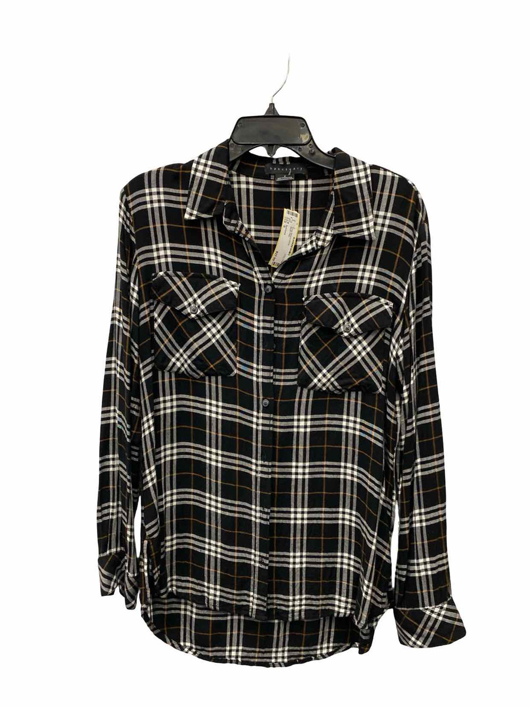 Sanctuary Size S Black Plaid Long Sleeve Shirts