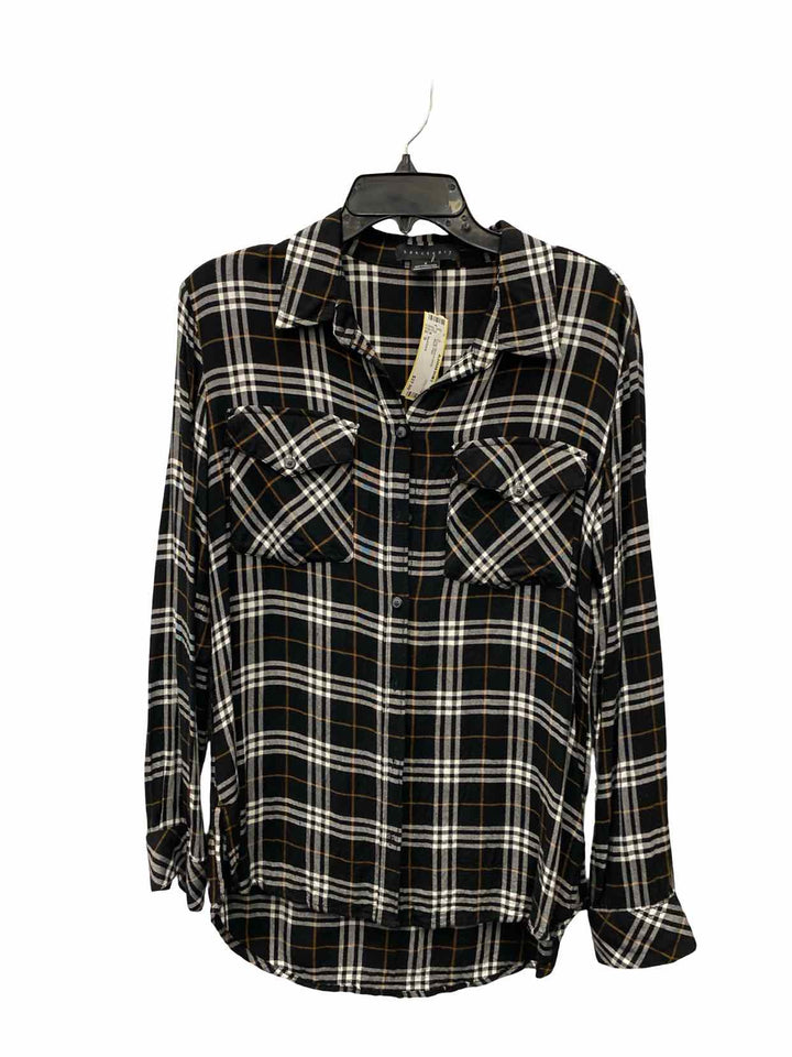 Sanctuary Size S Black Plaid Long Sleeve Shirts