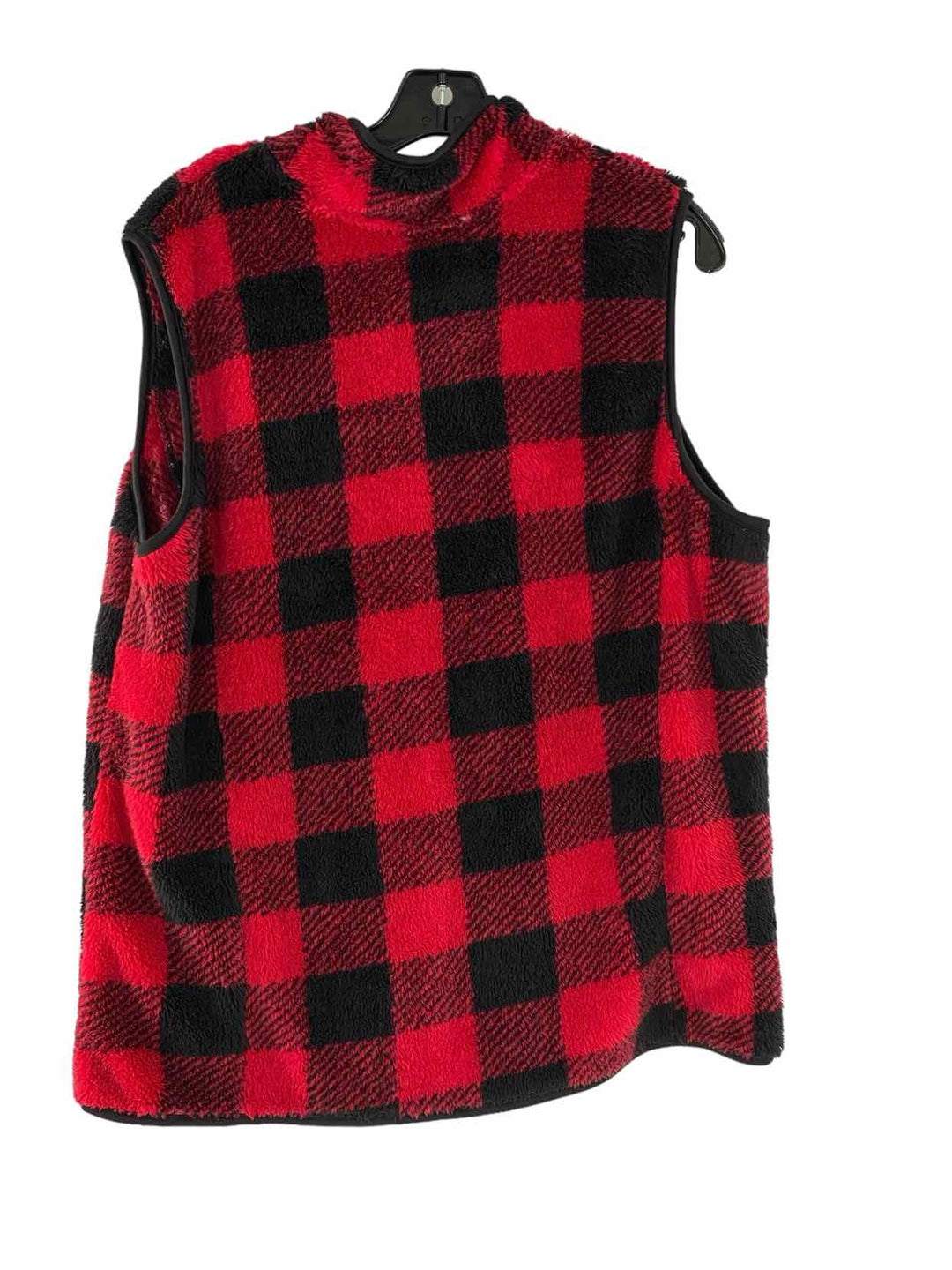 St John's Bay Size L Red Black Plaid Vest