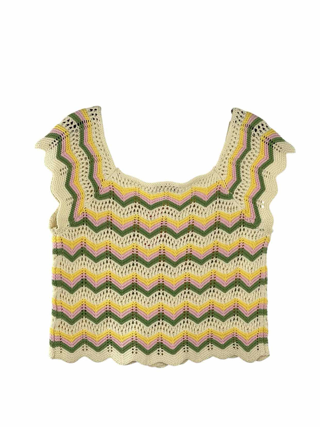 LUSH Size L Yellow Multi Print Tank Top