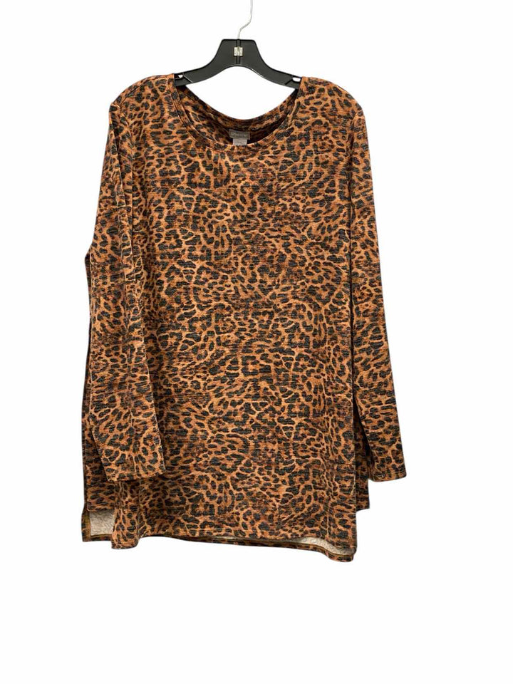 Chico's Size XL Brown Animal Long Sleeve Shirts