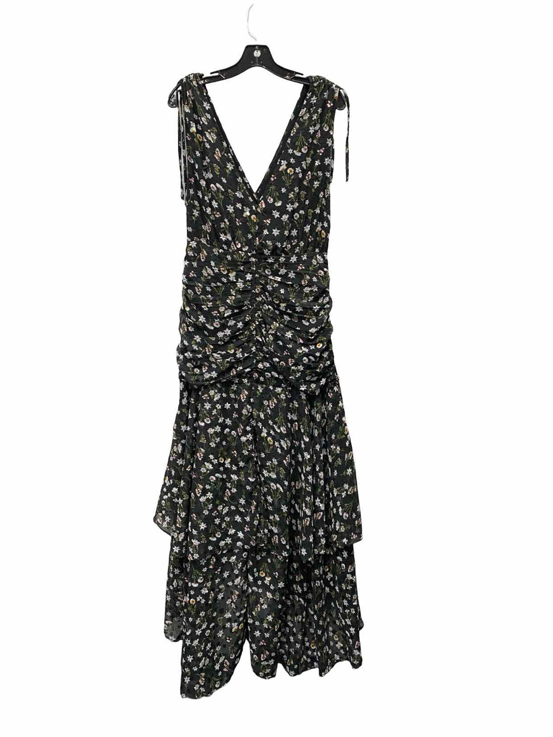 Franco Size L Black Green Floral Dress