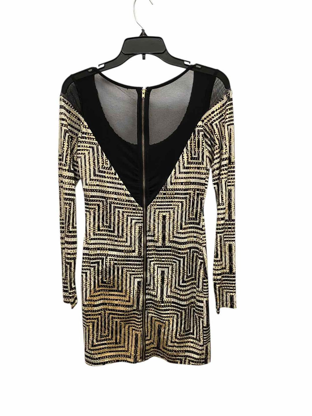 Bebe Size S Black White/Gold Dress