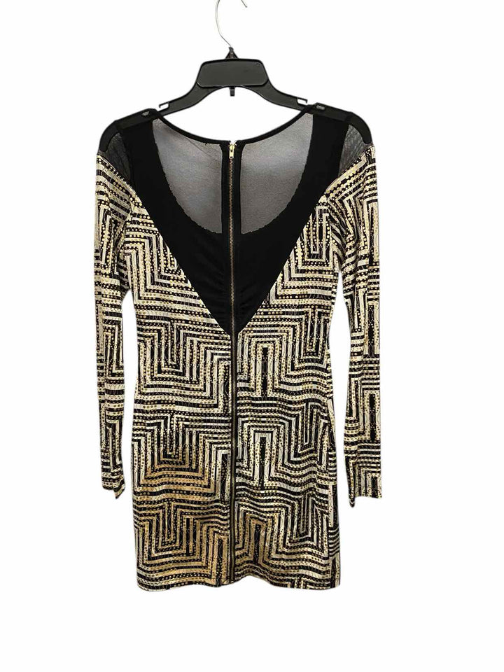 Bebe Size S Black White/Gold Dress