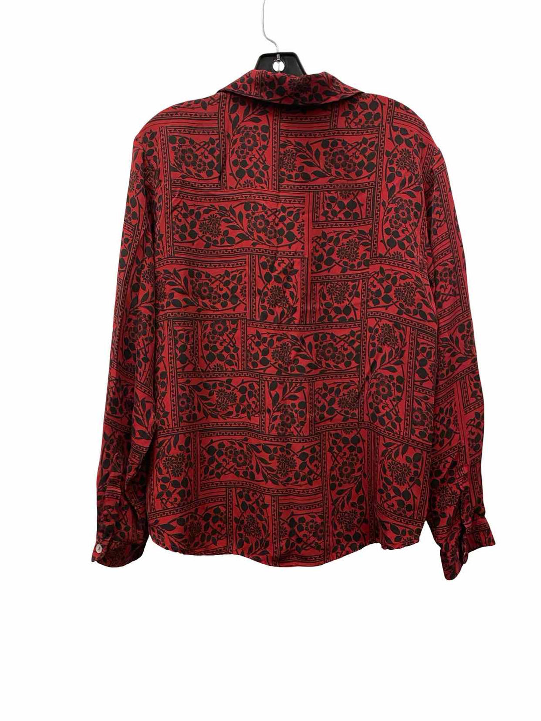 Grace Size XL Red Black Print Silk Long Sleeve Shirts