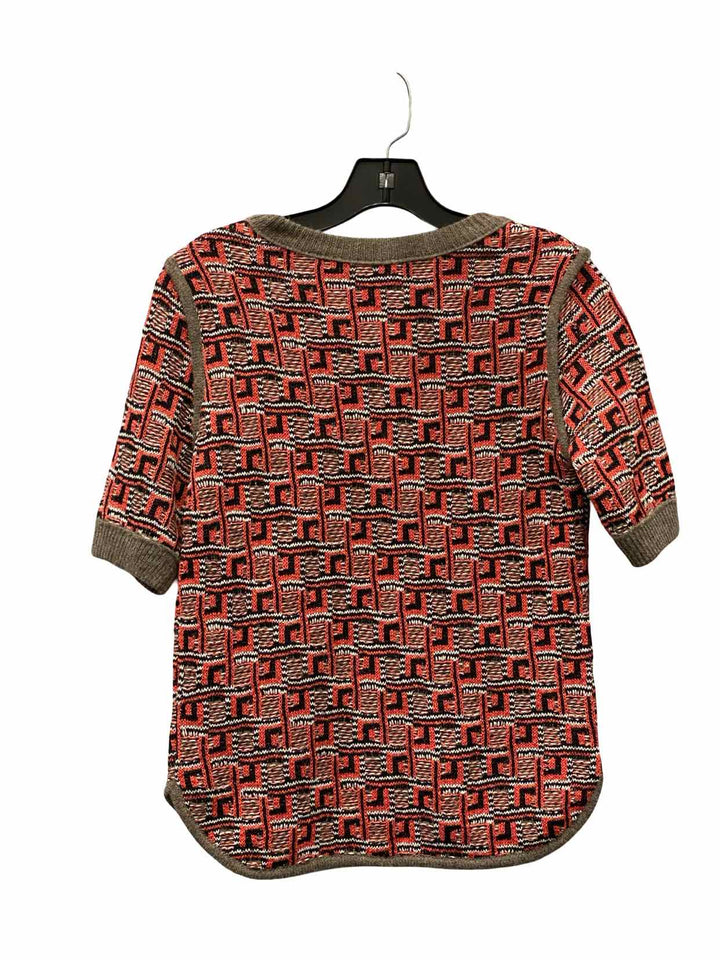 Tory Burch Size S Pink Brown Print 84% Cotton/ 6% Wool/ 4% Alpaca Sweater