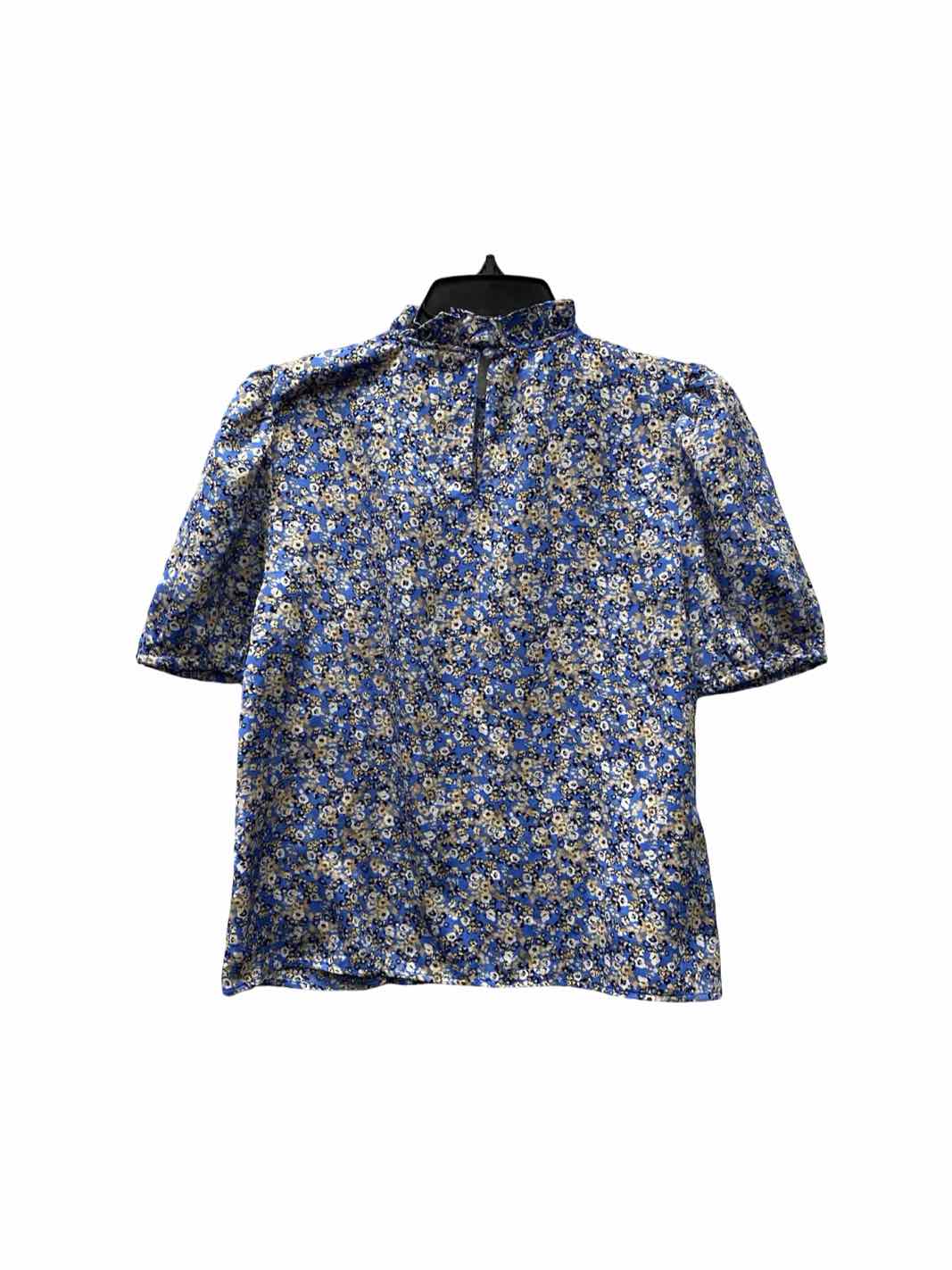 Ann Taylor Size S Blue Floral Short Sleeve Shirts