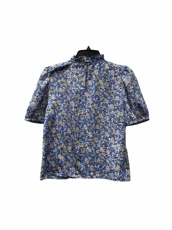 Ann Taylor Size S Blue Floral Short Sleeve Shirts