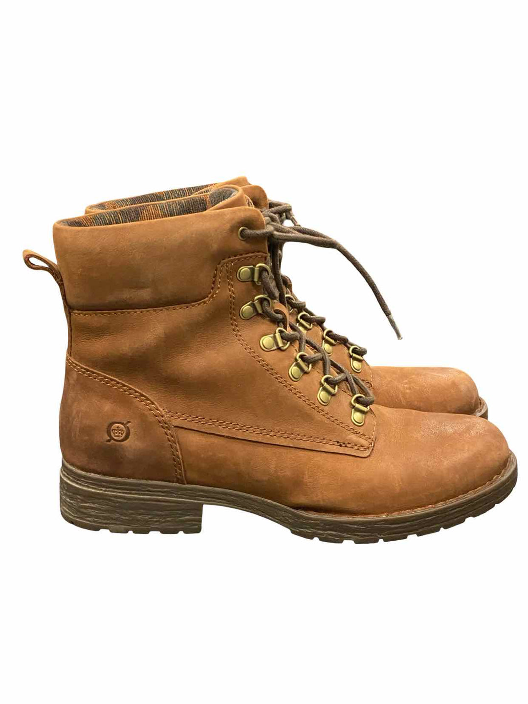 Born Shoe Size 8.5 Brown Leather Combat Moto Biker Lace-Up Boots(Ankle)
