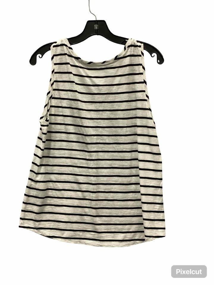 Chico's Size L White Black Stripe Tank Top