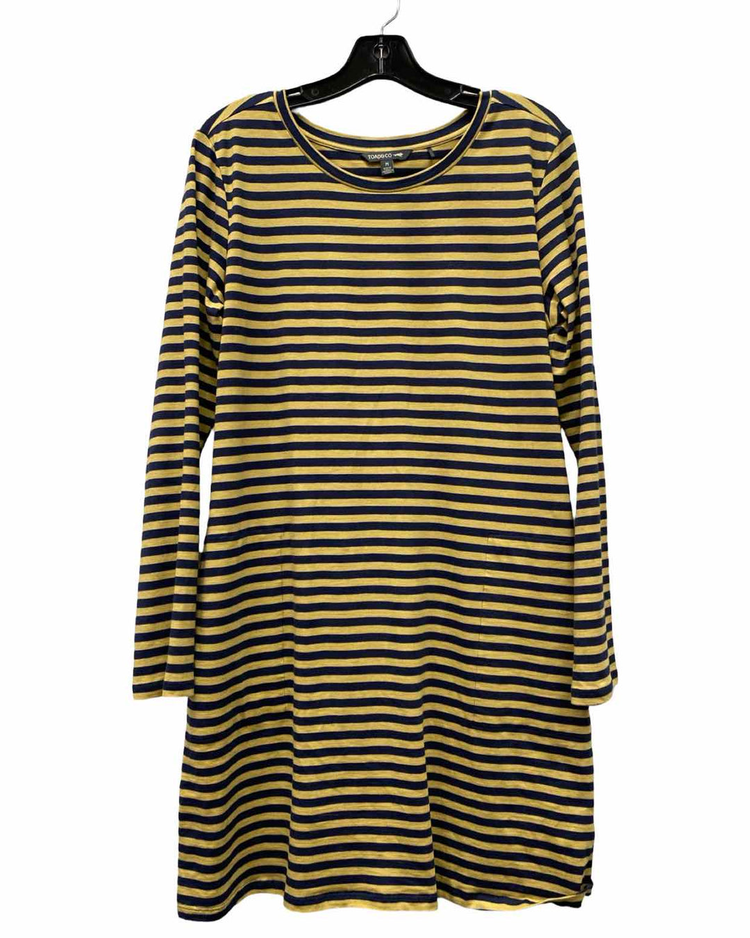 Toad & Co. Size M Navy Yellow Stripe Has Pockets! Dress