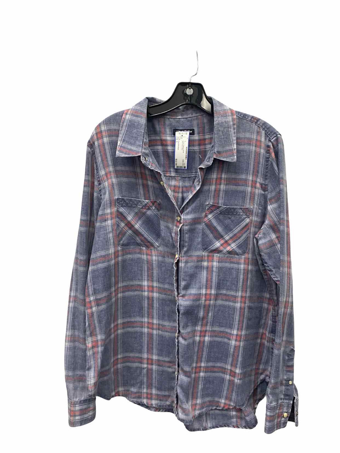 Flag & Anthem Size L Blue Red Plaid Long Sleeve Shirts