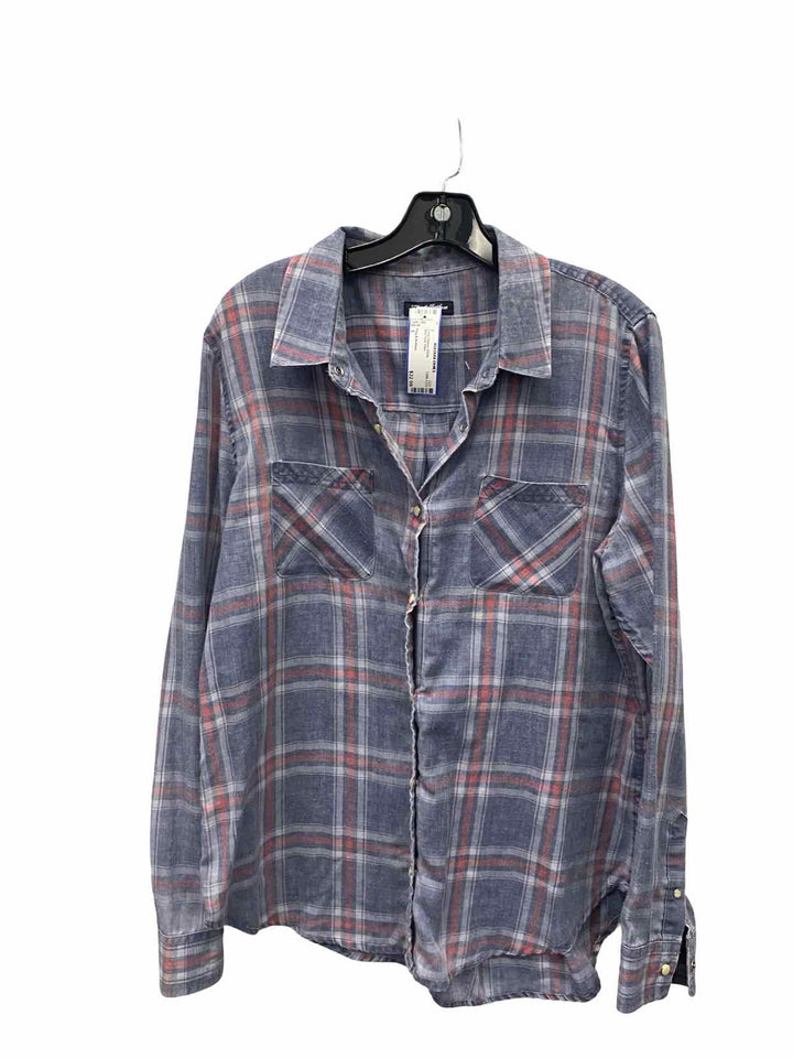 Flag & Anthem Size L Blue Red Plaid Long Sleeve Shirts