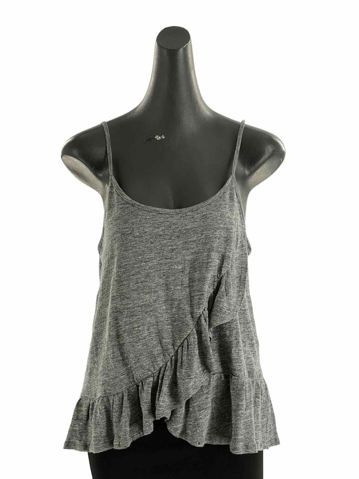 Olivaceous Size L Gray Ruffled Tank Top