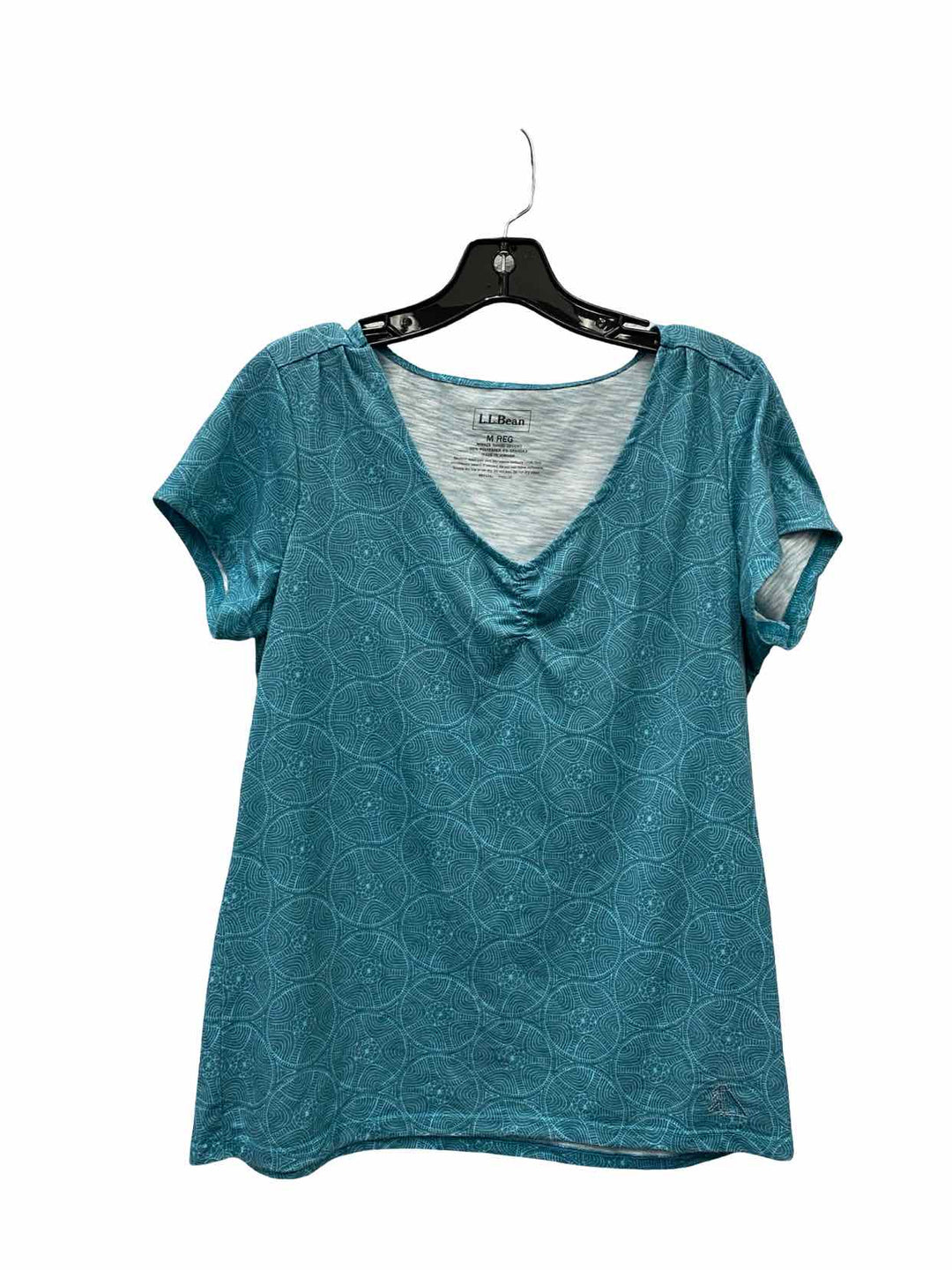 LL Bean Size M Blue Print Short Sleeve Shirts