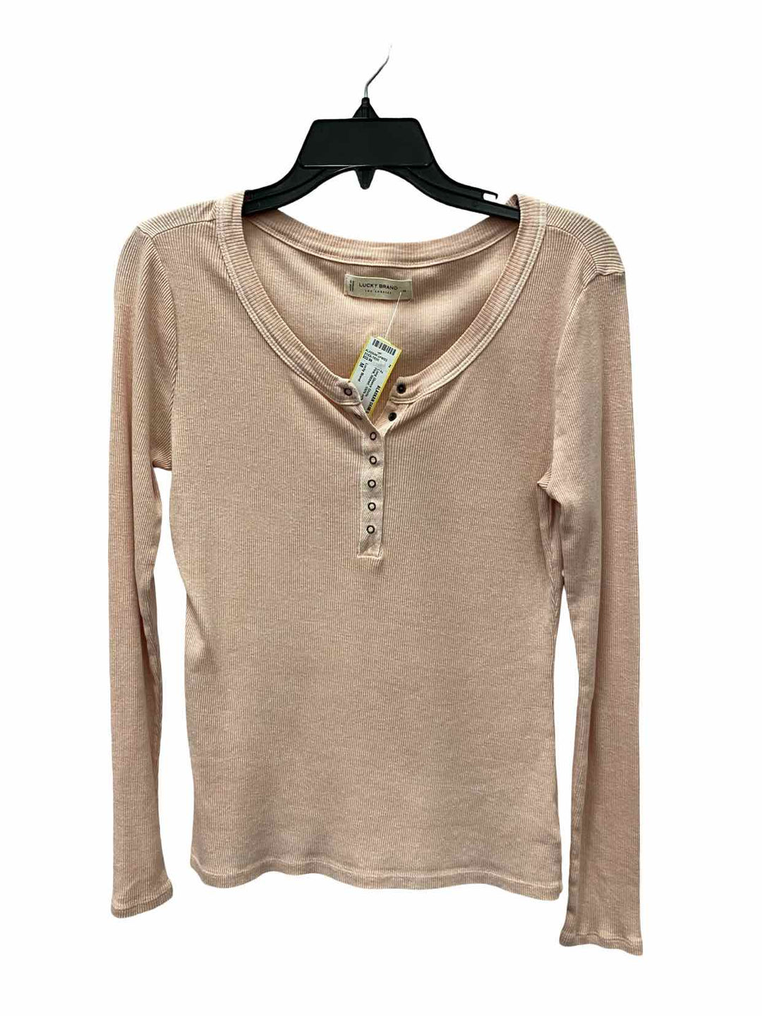 Lucky Brand Size M Pink Ribbed 100% cotton Long Sleeve Shirts