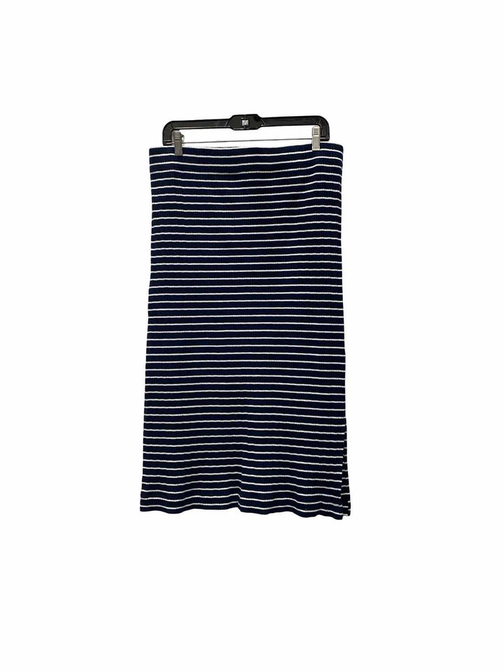 Banana Republic Size L Navy Blue White Striped Skirt