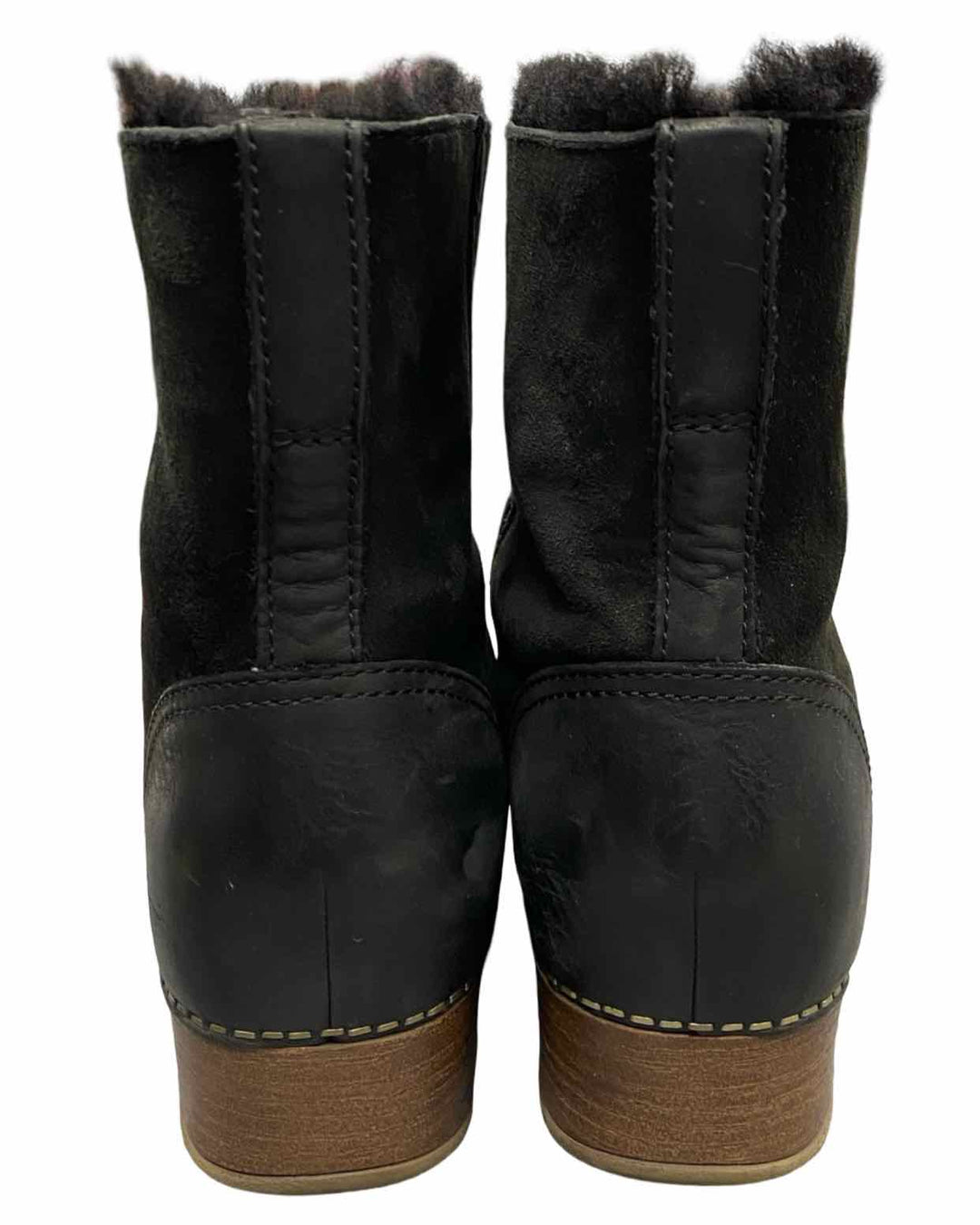 Dansko Shoe Size 38 Black Leather Bettie Shearling Lined Clog Boots(Ankle)
