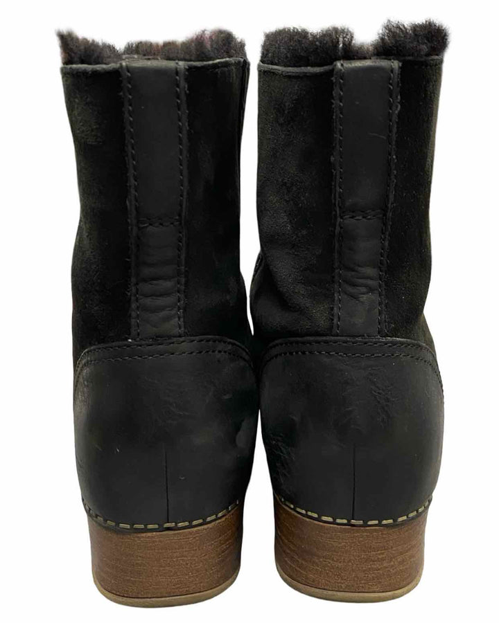 Dansko Shoe Size 38 Black Leather Bettie Shearling Lined Clog Boots(Ankle)