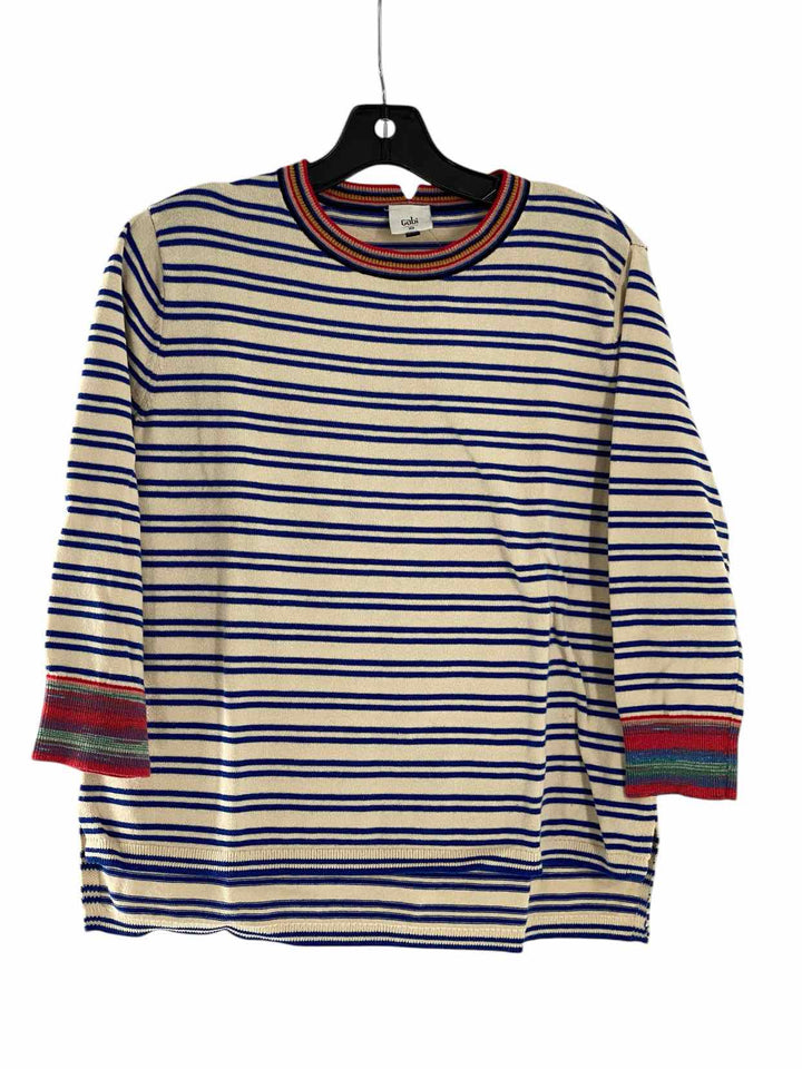 Cabi Size XS Cream Blue Stripes Sweater