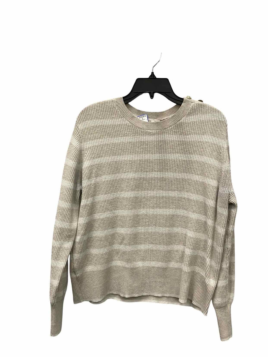 Loft Size SP Beige White Striped 72% Cotton Sweater