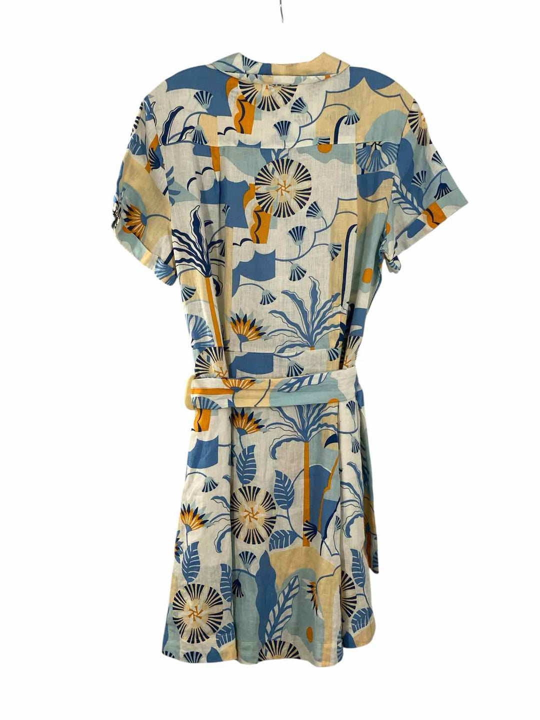 Nicole Miller Size L Blue & Green Multi 100% Linen Dress