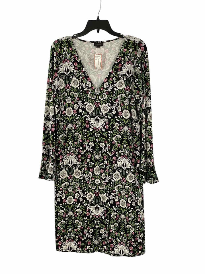 J Jill Size L Black & Brown Floral Dress