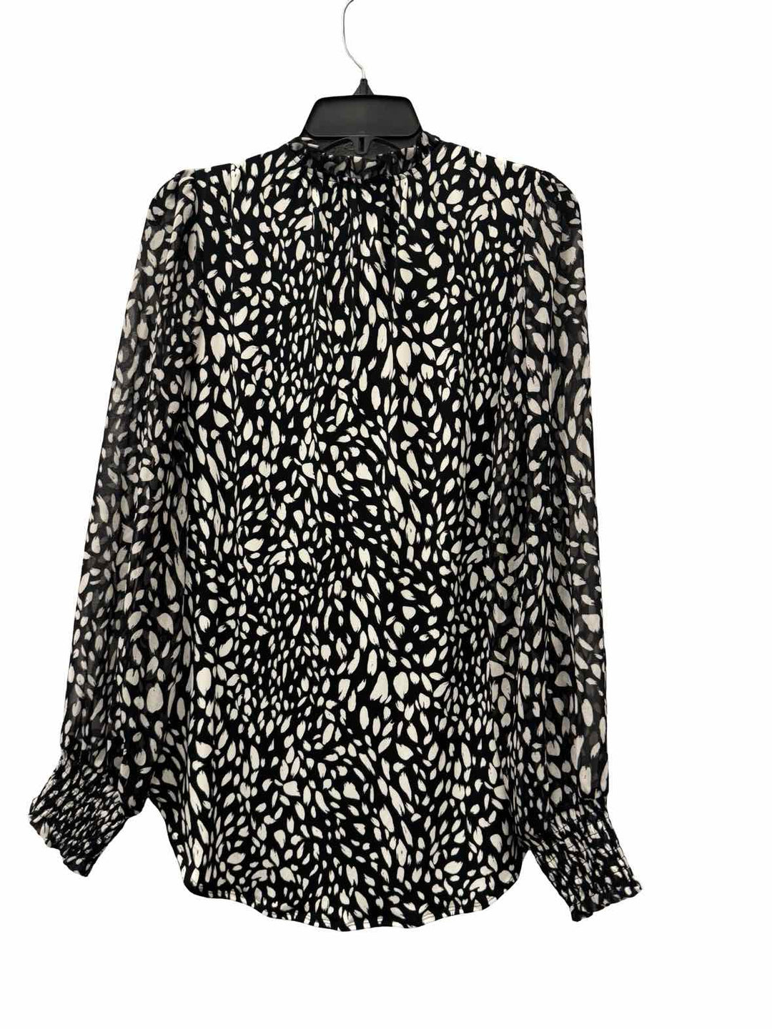 White House Black Market Size M Black White Print Long Sleeve Shirts