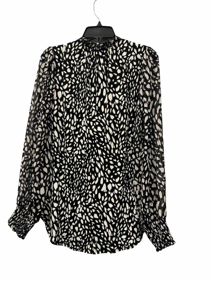 White House Black Market Size M Black White Print Long Sleeve Shirts