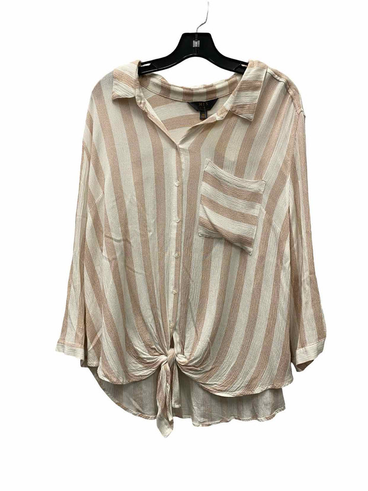 MIX by 41 Hawthorne Size XXL Peach Cream Stripe Long Sleeve Shirts