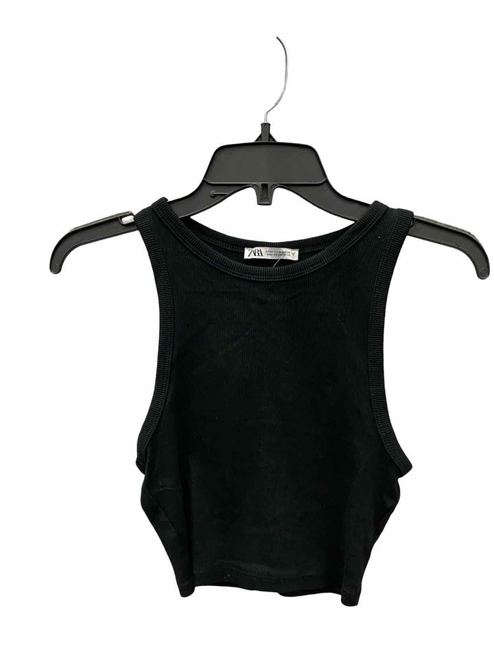 ZARA Size M Black Ribbed Tank Top