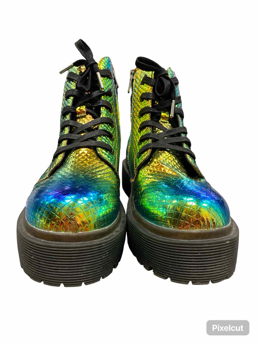 YRU Shoe Size 10 Holographic Combat Boots(Ankle)