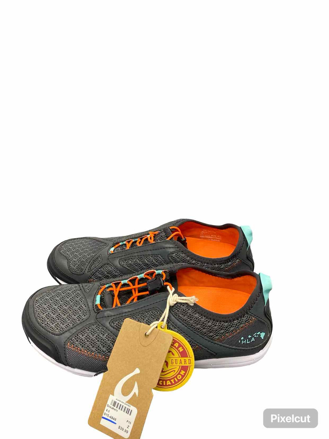 OluKai Shoe Size 8.5 Grey Orange Water Shoes 'Eleu Trainer Sneakers