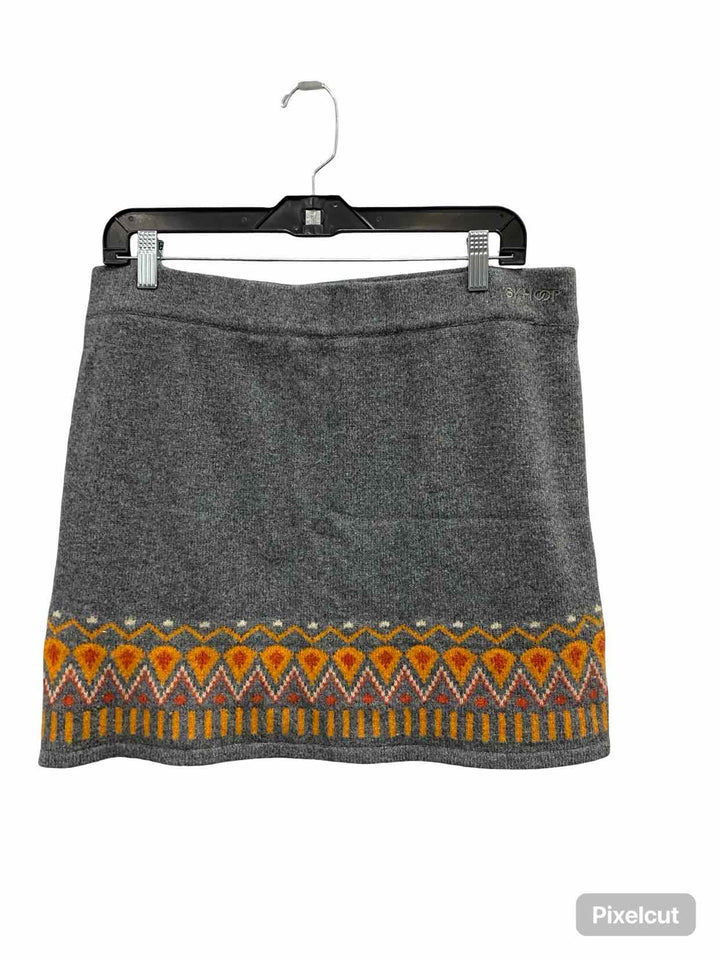SKHOOP Size XL Grey Orange Print 80% Lambswool Skirt