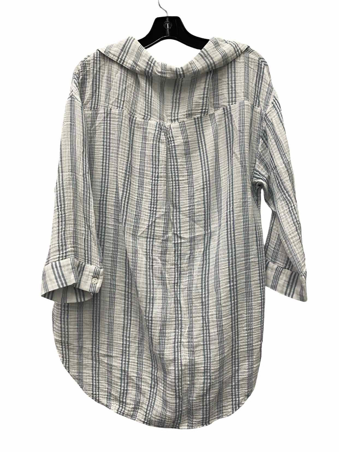 Kona Sol Size S White Blue Stripe 100% cotton Long Sleeve Shirts