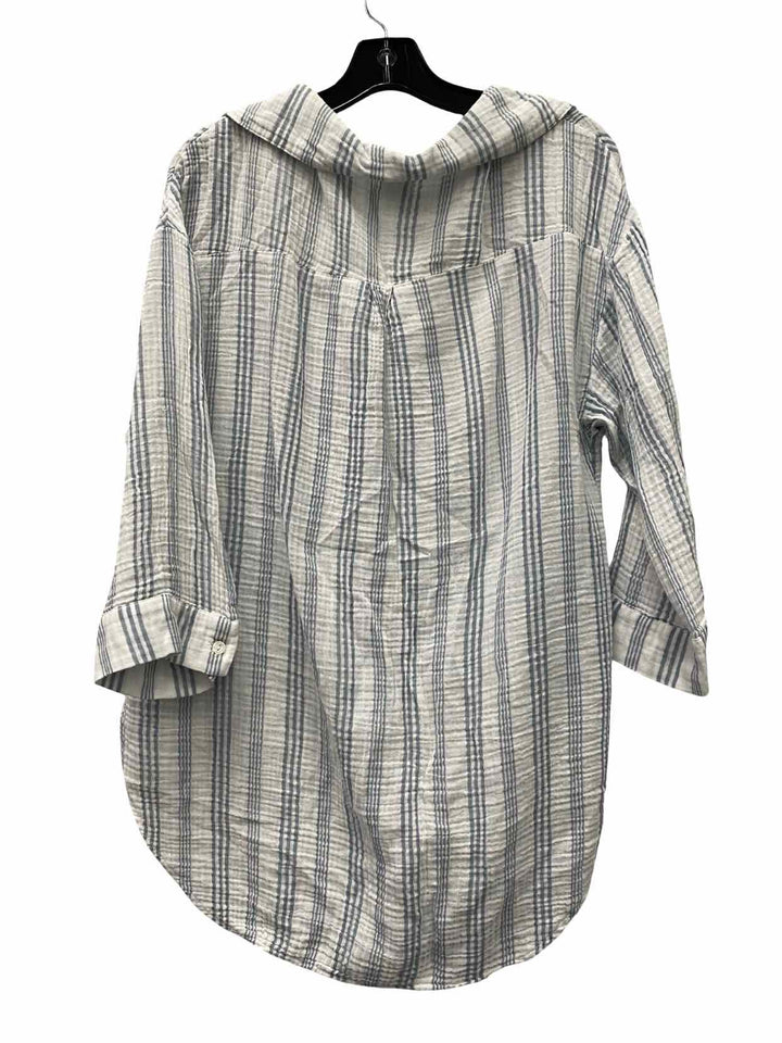 Kona Sol Size S White Blue Stripe 100% cotton Long Sleeve Shirts