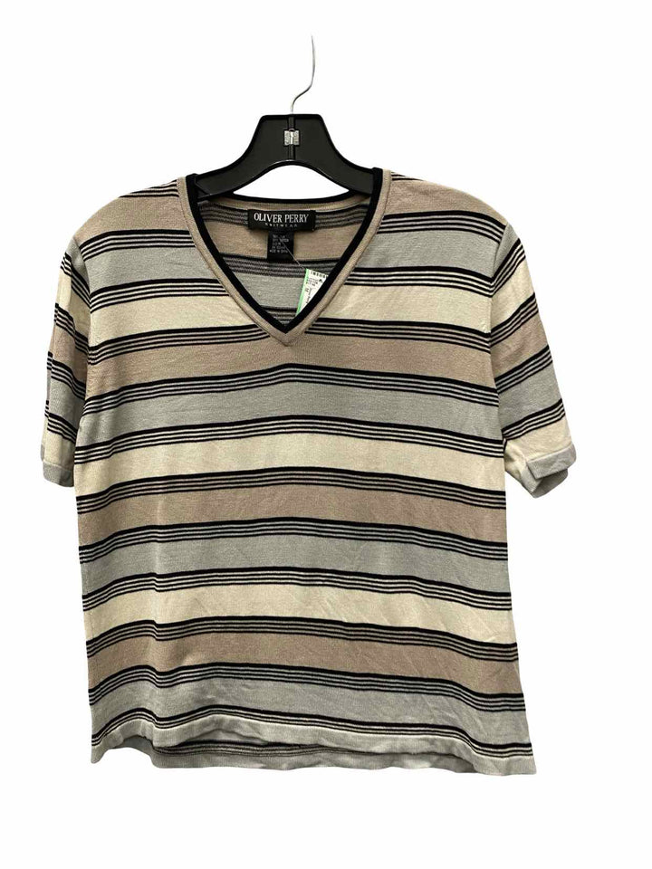 Oliver Perry Size M Brown Black 30% Cotton/ 70% Silk Short Sleeve Shirts