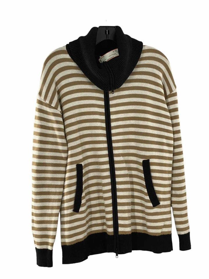 Cabi Size S Brown White Stripes Sweater