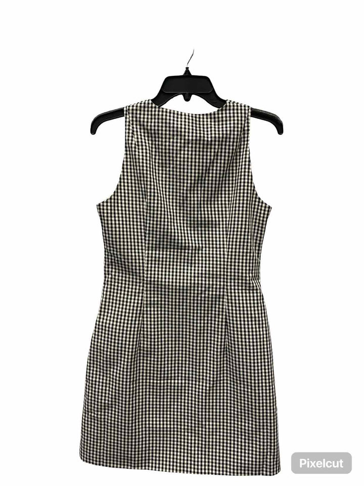 French Connection Size M White Black Plaid 100% cotton Dress