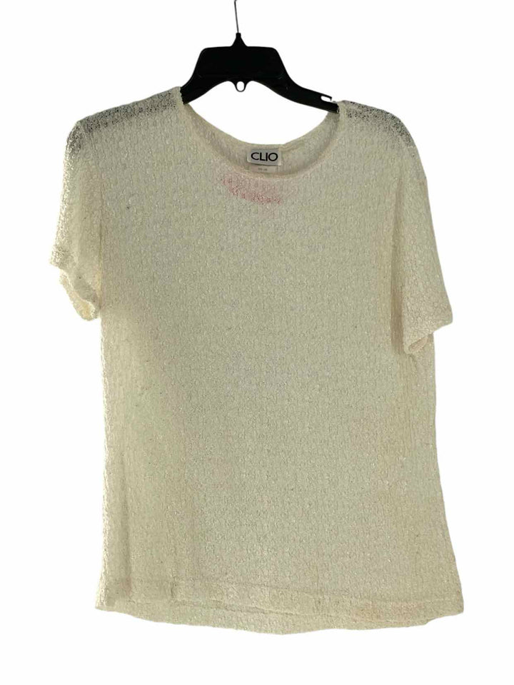 Clio Size L White textured Short Sleeve Shirts