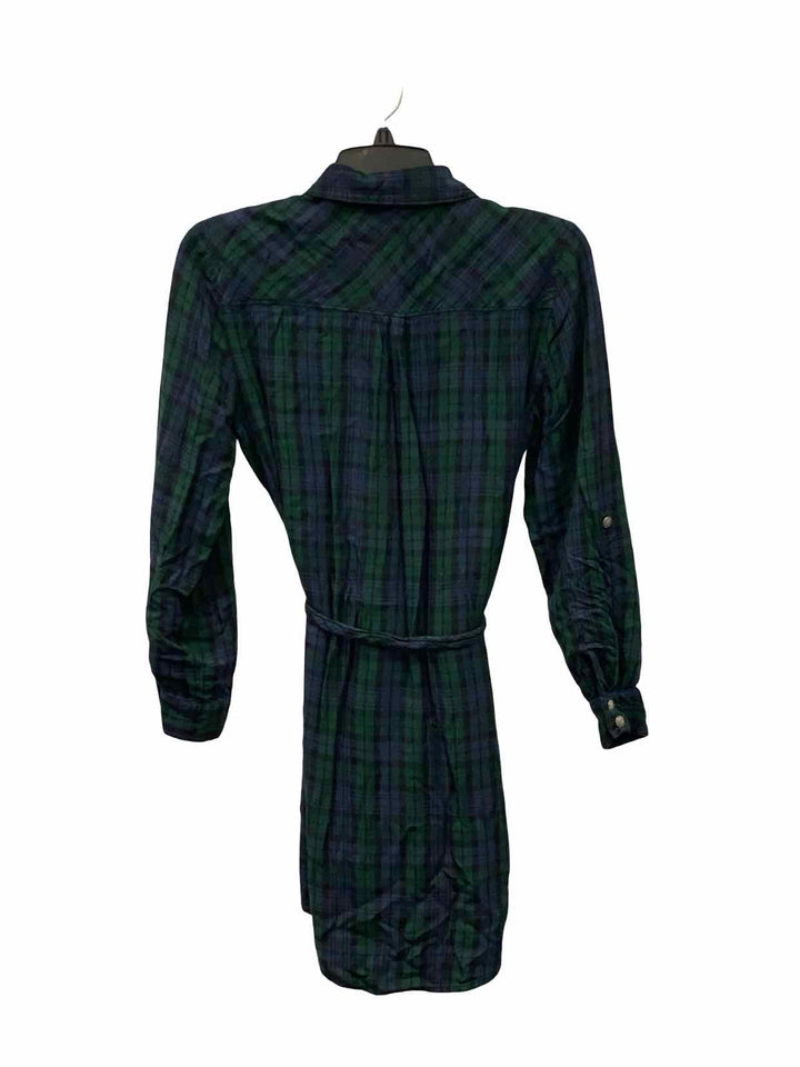 Banana Republic Size 4 Blue Green Plaid Dress