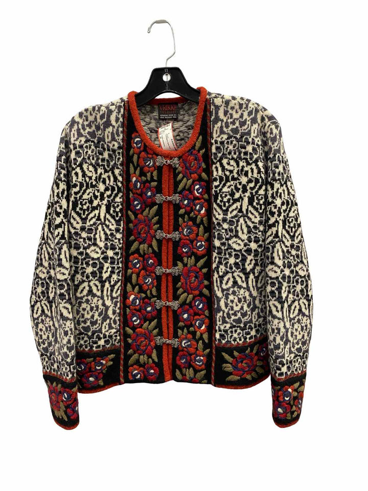 Vrikke Sweaters Size M Black/White Multi Print Jacket