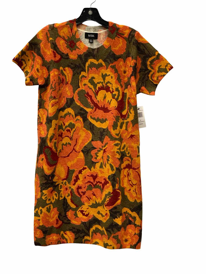 MSK Size S Orange Floral Dress