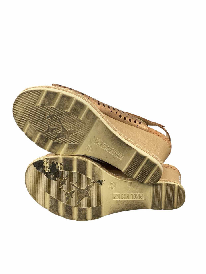 Pikolinos Shoe Size 39 Brown Leather Wedge Heel Sandals