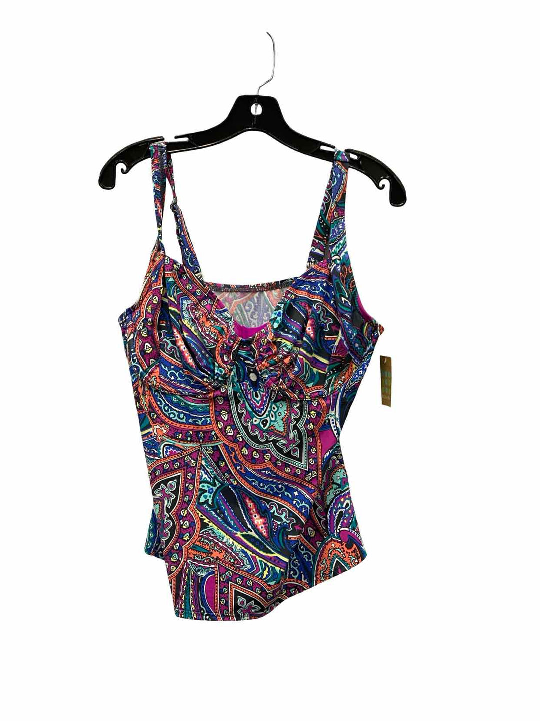 Title Nine Size 38D Purple Turquoise Print Swimsuit