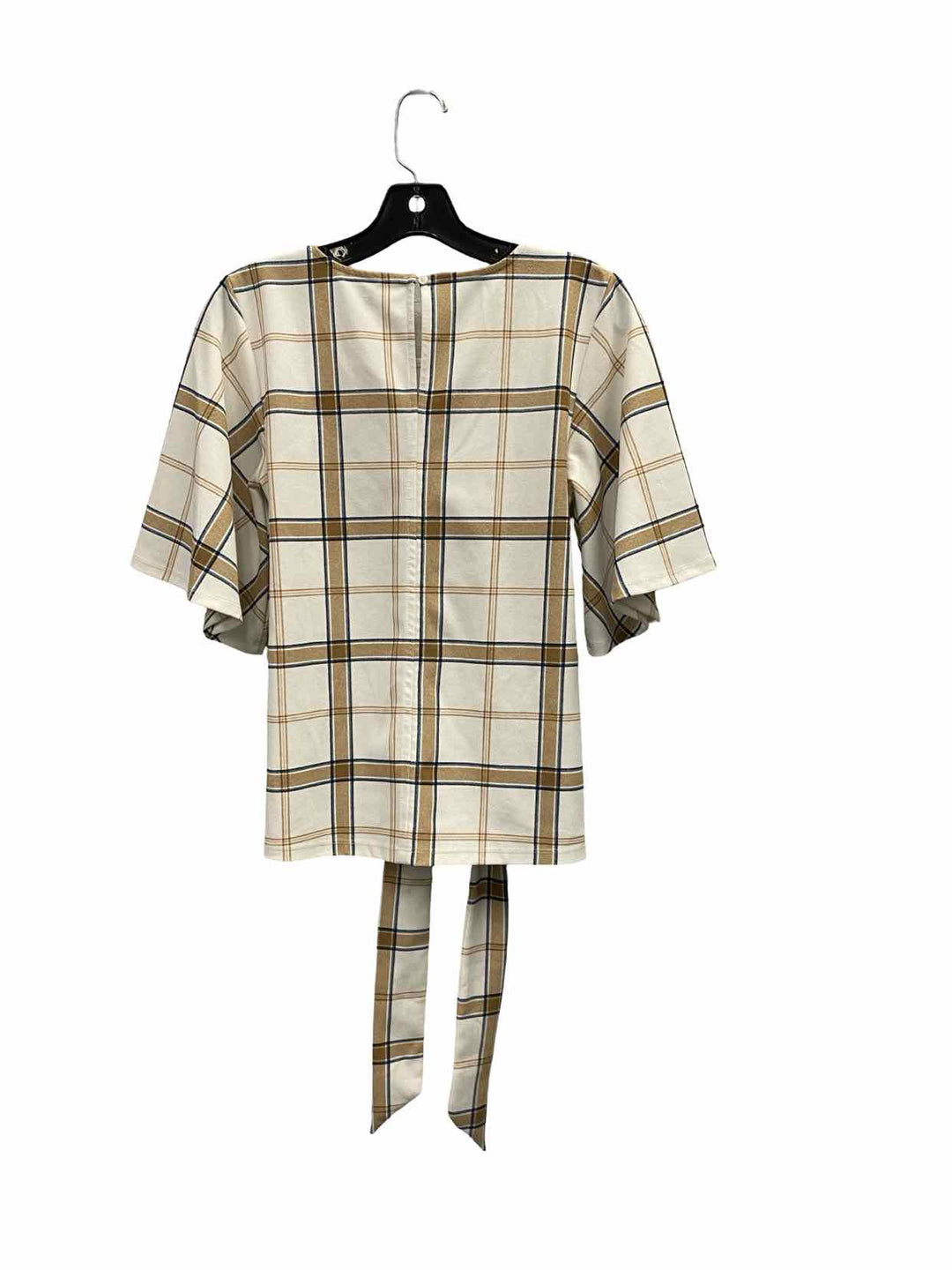 Ann Taylor Size XS Cream Brown Plaid Long Sleeve Shirts