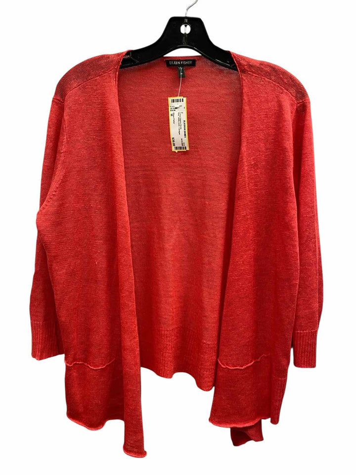 Eileen Fisher Size M Red 100% Linen Long Sleeve Shirts