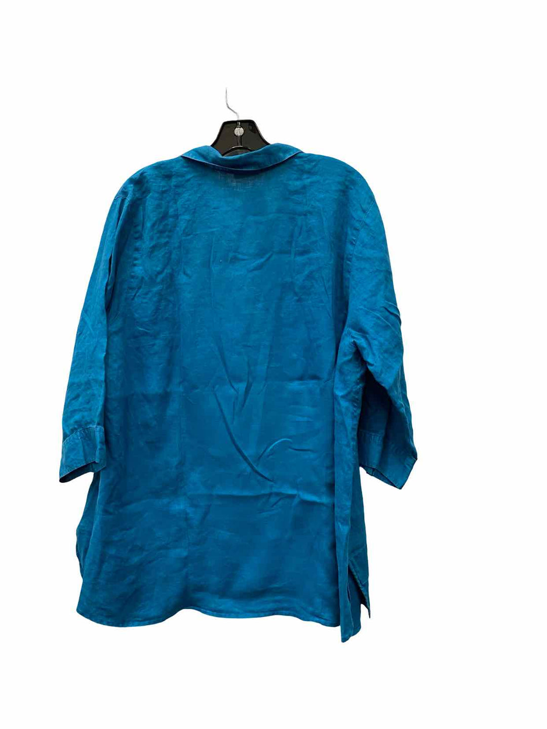 J Jill Size XL Blue Linen Long Sleeve Shirts