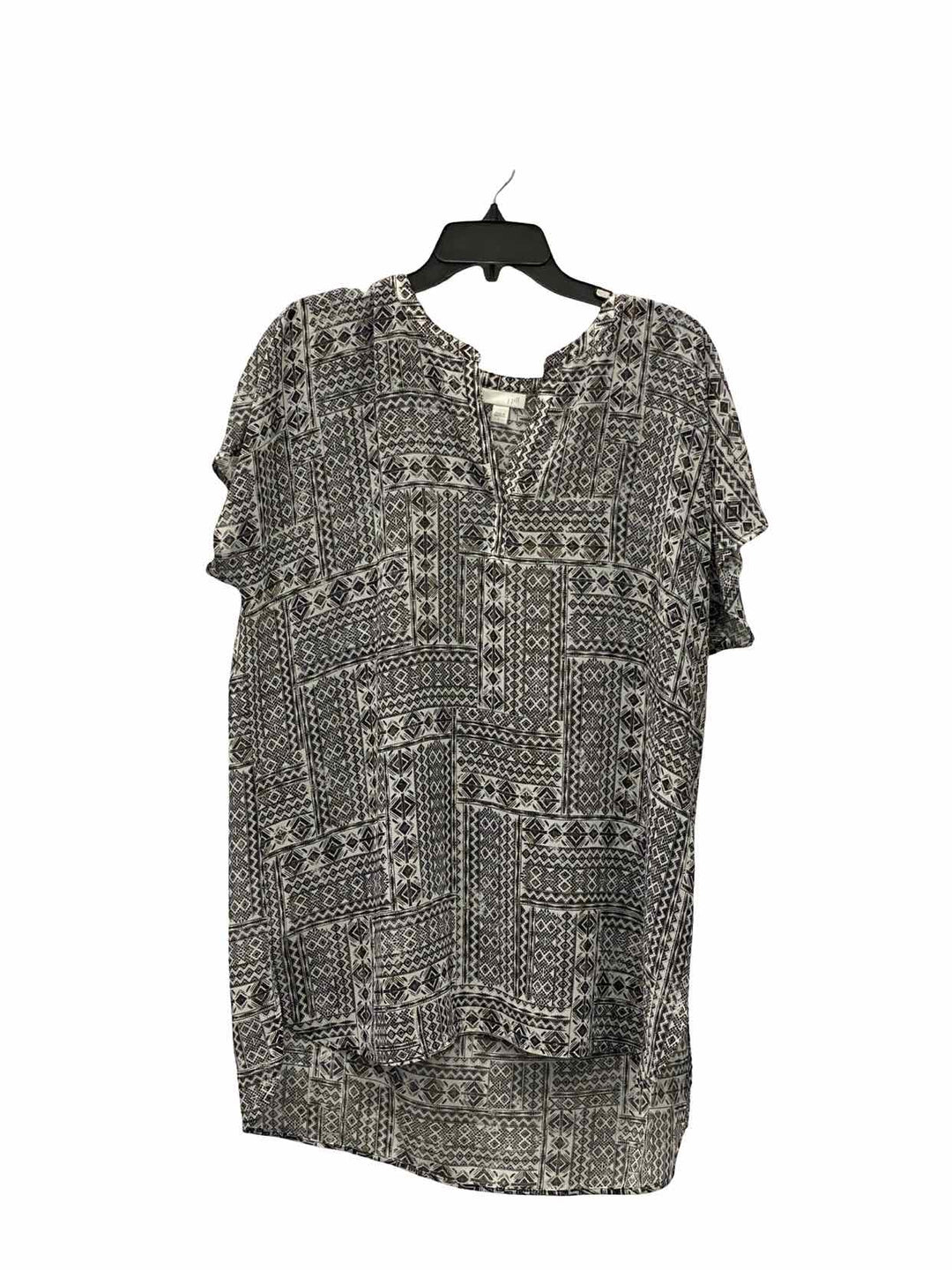 J Jill Size L Black White Short Sleeve Shirts