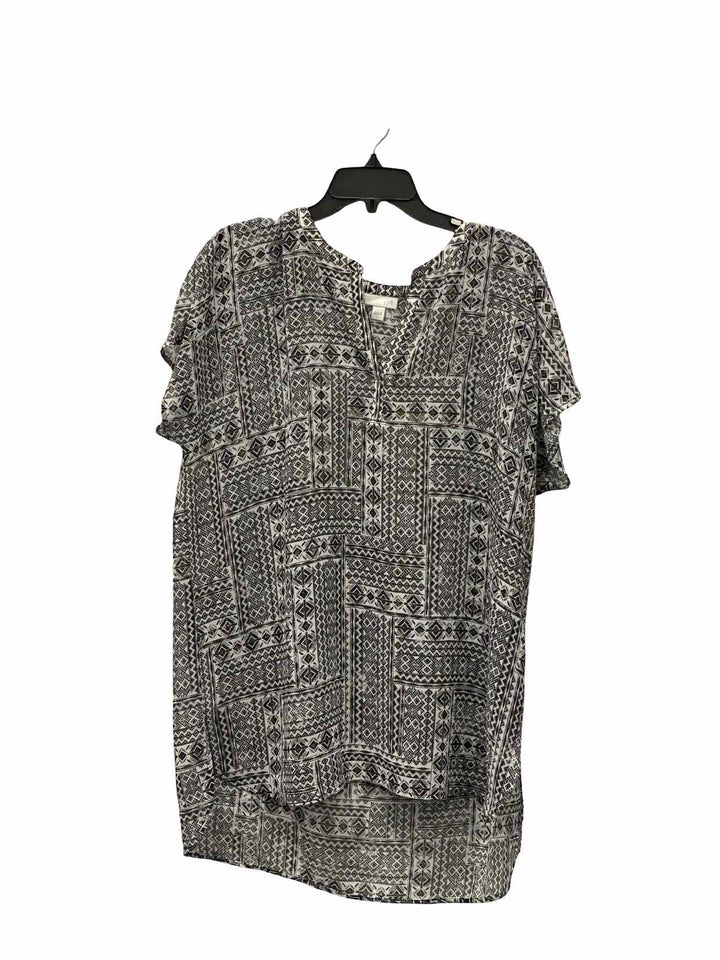 J Jill Size L Black White Short Sleeve Shirts
